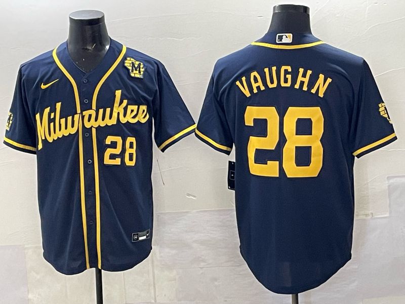 Men Milwaukee Brewers #28 Vaughn Drak Blue Nike MLB 2025 Jersey 07->milwaukee brewers->MLB Jersey